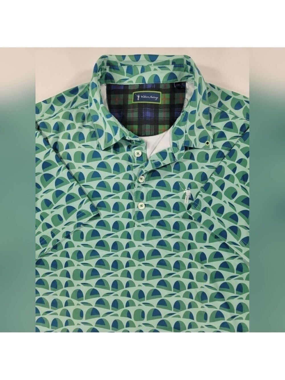 William Murray Golf Polo Shirt Mens L AOP Geometric Print Stretch Performance